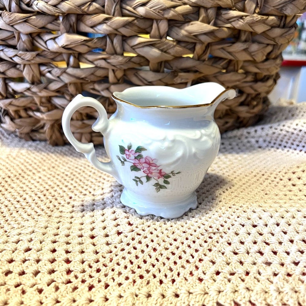 Vintage creamer Poland pink flower replacement decor